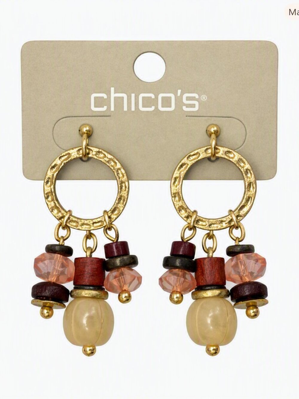 NWT Vintage Chico Pagi Cherry Drop Hoop Earrings
